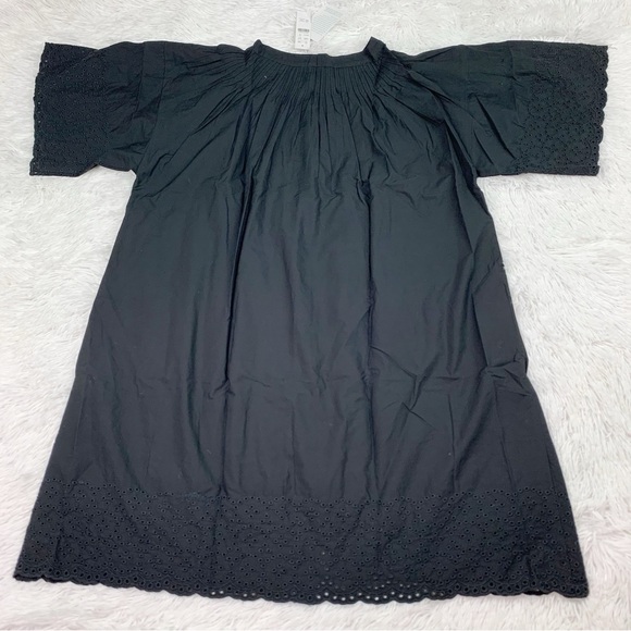 J Crew short sleeve Jolie dress in eyelet cotton poplin button front in black - Picture 11 of 11